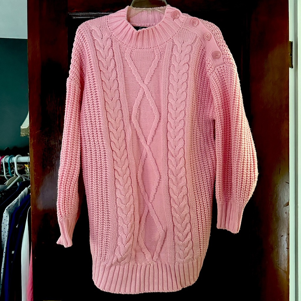 Oversized pink sweater dress